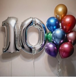 Воздушные шары Хром с цифрами на 10 лет